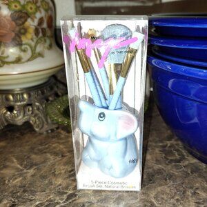 5 pc. Brush Set Vintage 1990 Mon Image by Paris Presents Blue Elephant Ceramic